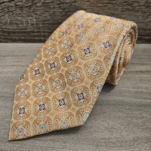 Canali Golden Floral‎ Mens Geometric Pure Silk Tie 61x3.75 Inch Width